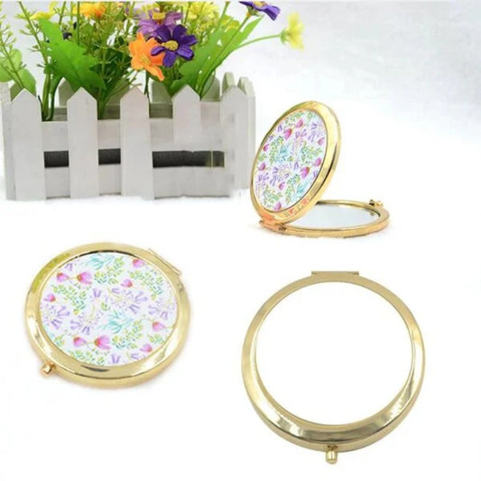 Sublimation  Round Compact Pocket Mirror - Gold