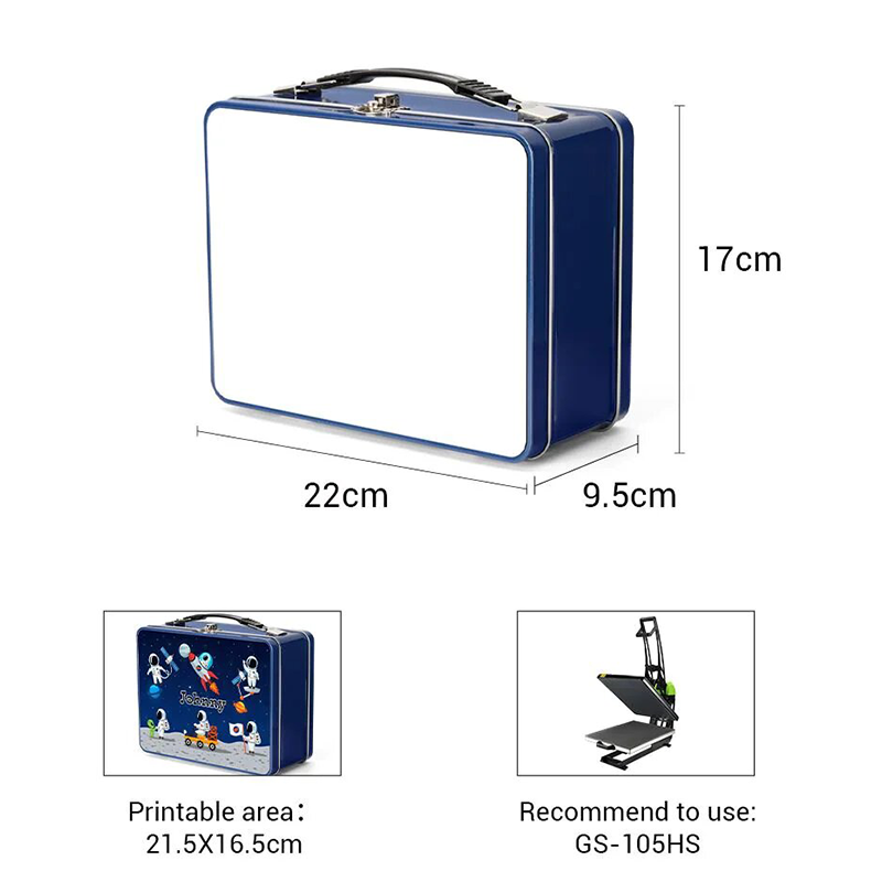 Sublimation  Metal Tins，Metal Lunch Box-Blue