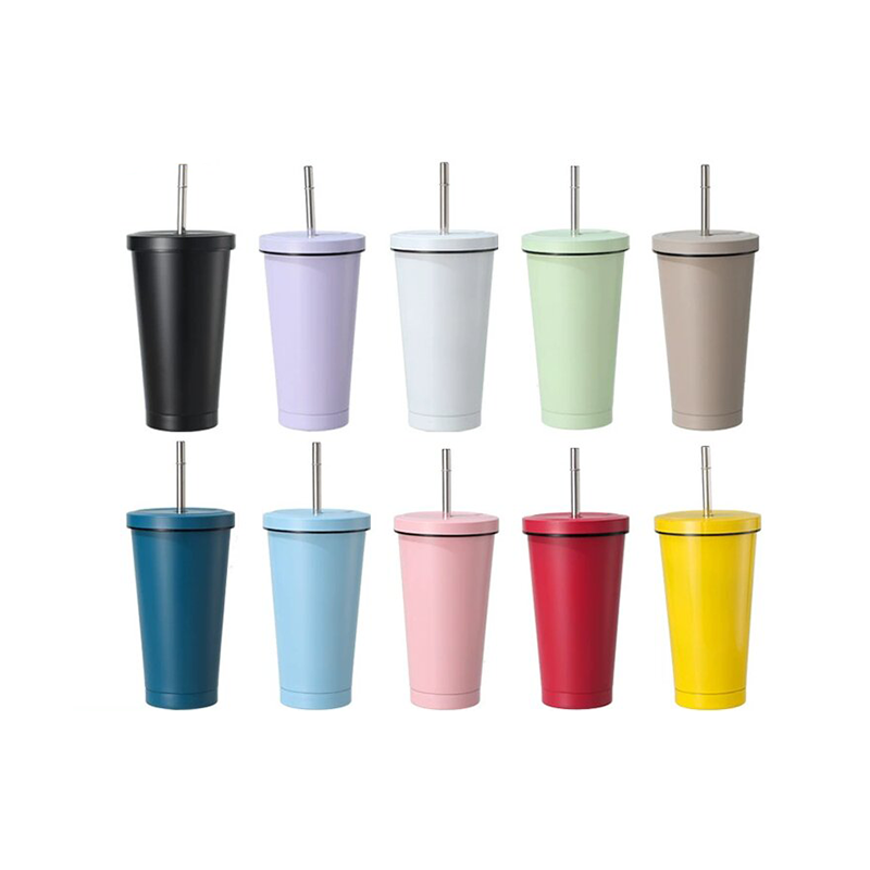 Sublimation Car Products,500ml Stainless Steel Rainbow Straw  Car Cup - Purple