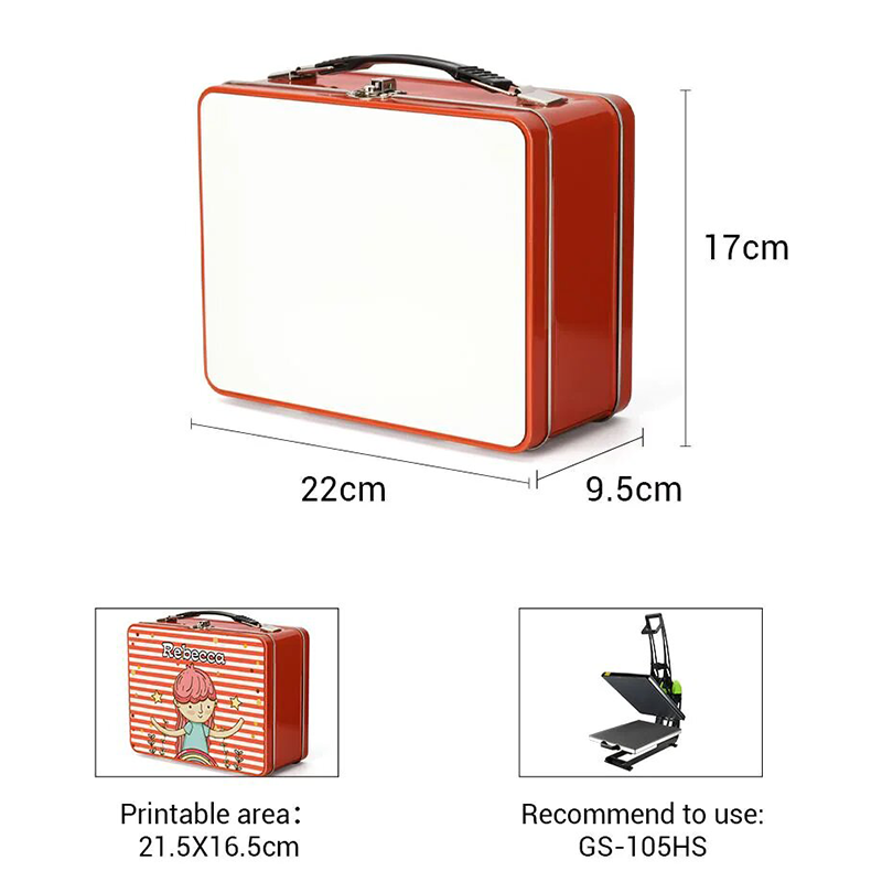 Sublimation  Metal Tins，Metal Lunch Box - Red