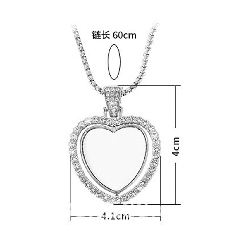 Sublimation blank diamond inlaid hollow necklace