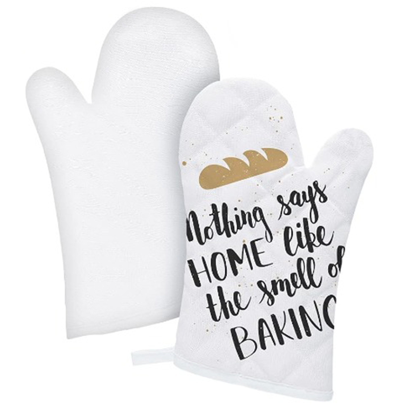 Sublimation Oven Mitts & Gloves ,Canvas Oven Glove with Rubber Patch-white,