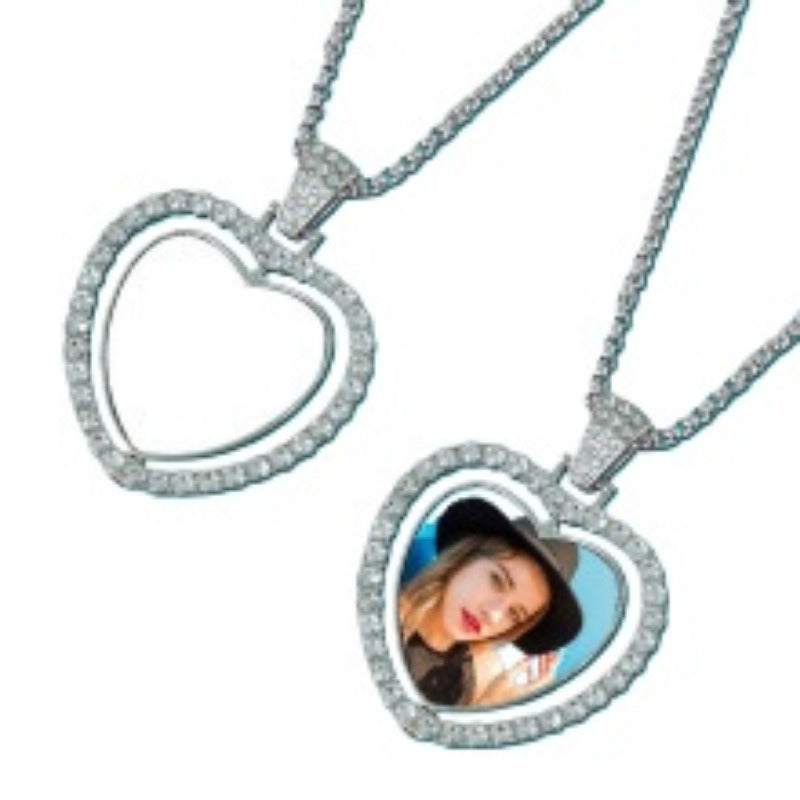 Sublimation blank diamond inlaid hollow necklace