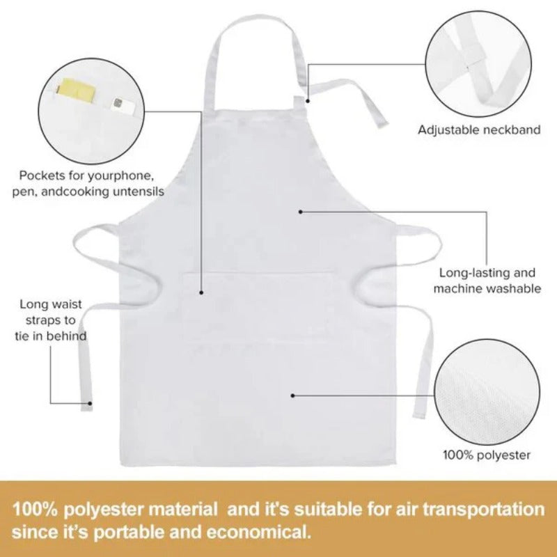 Adult White Polyester Sublimation Apron