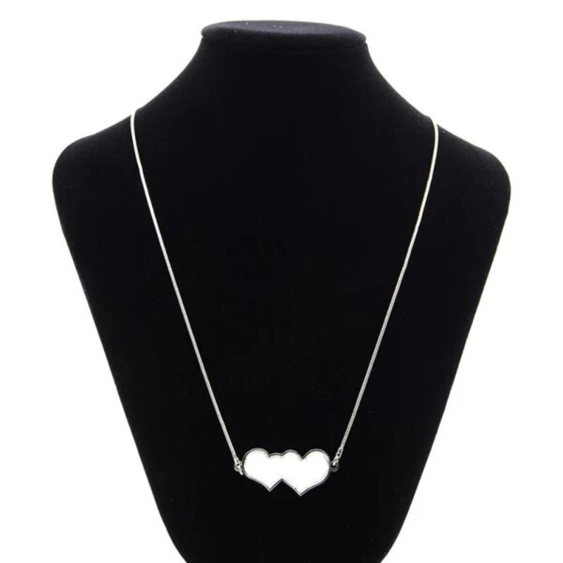 Sublimation Double Love Heart Necklace