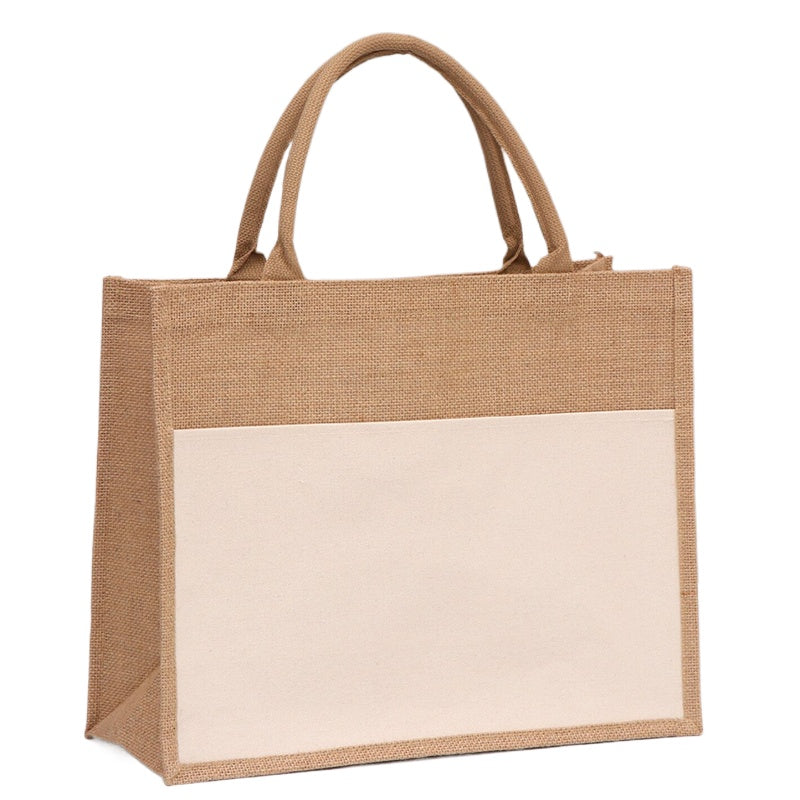 Sublimation Jute Tote Bag with pocket - 27*35*17cm