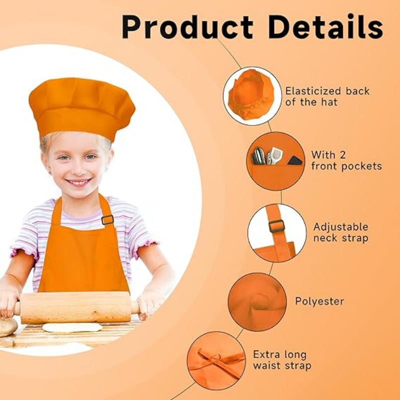 Sublimation Kids Apron with hat -Orange