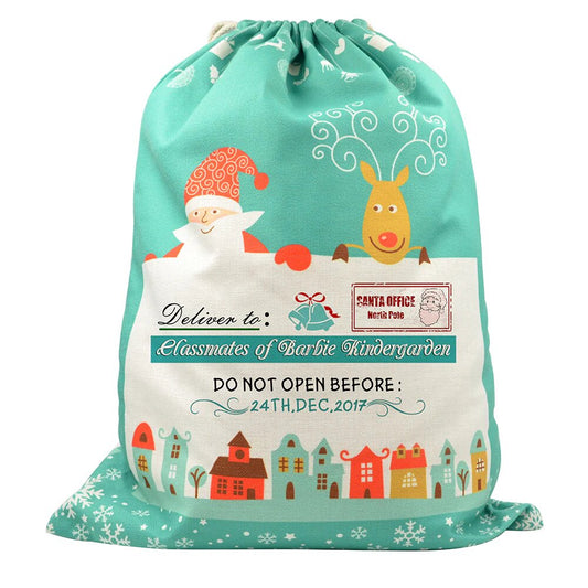 Sublimation Christmas Decorations,Pre-Printed Linen Drawstring Xmas Sack