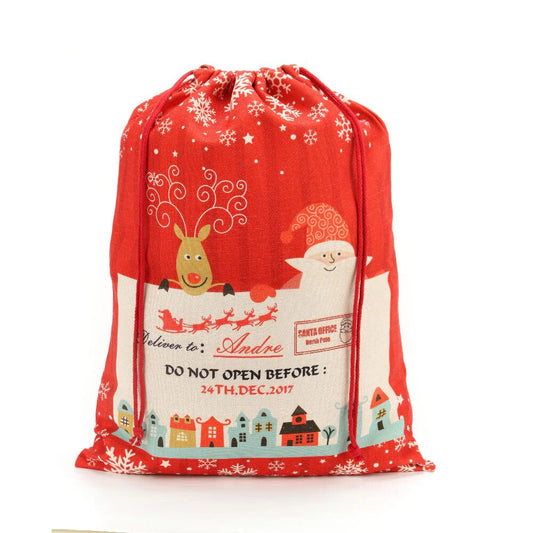 Sublimation Christmas Decorations,Pre-Printed Linen Drawstring Xmas Sack