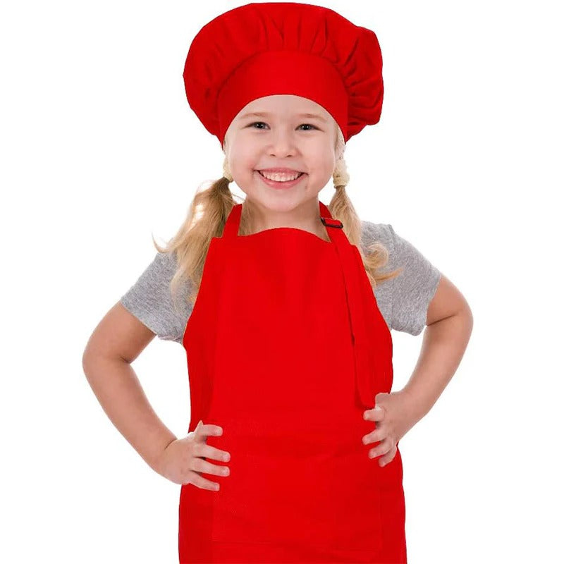 Sublimation Kids Apron with hat - Red