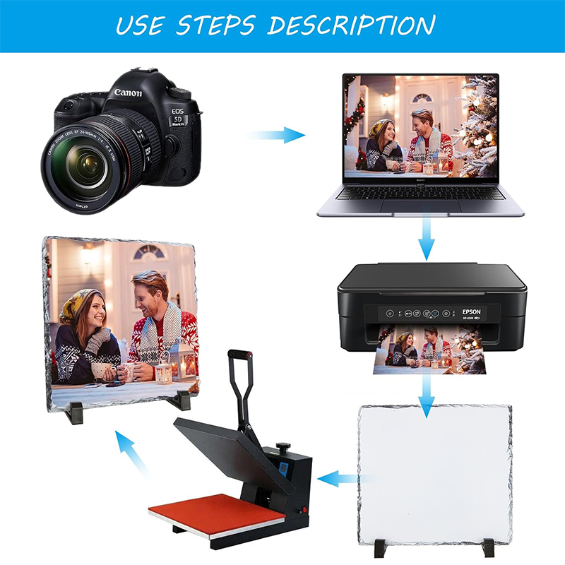 Sublimation Photo Rock Slate 20cm x 20cm Square - Glossy