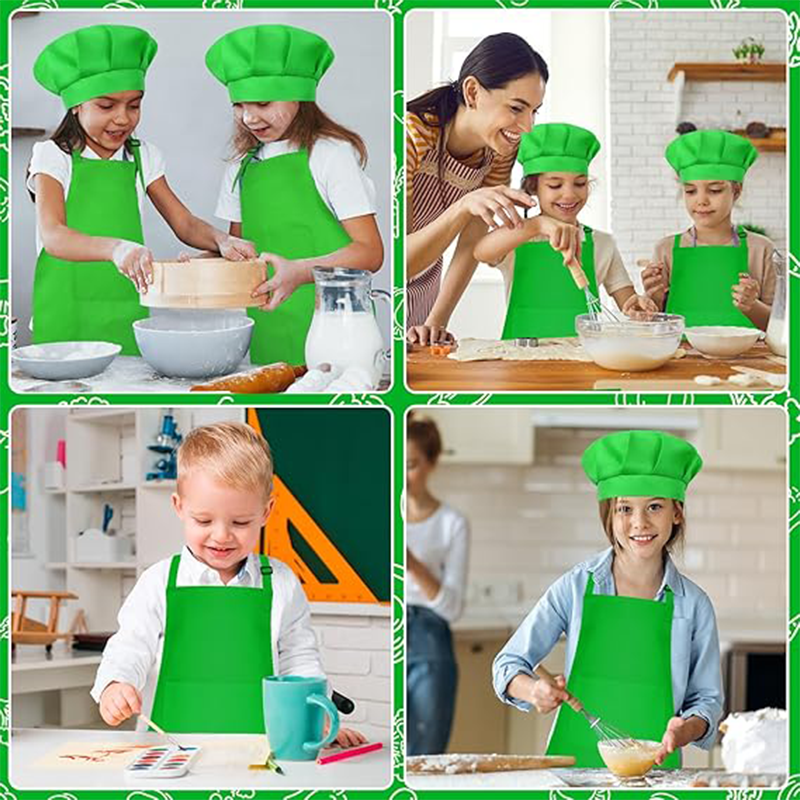 Sublimation Kids Apron with hat - Green