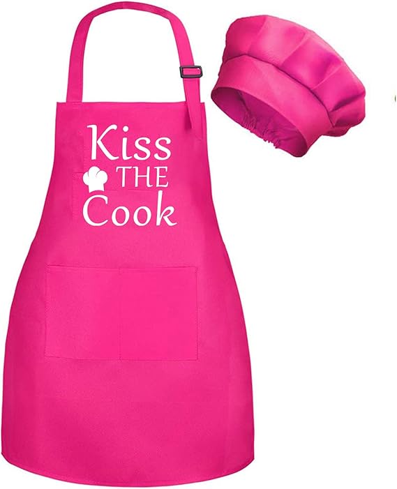 Sublimation Kids Apron with hat - Rose red