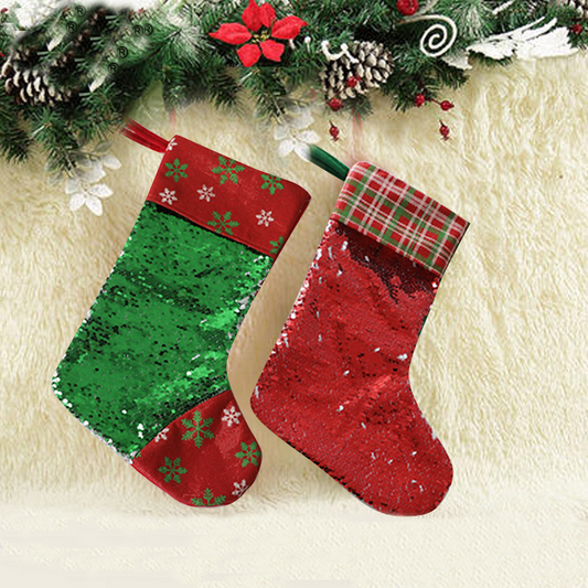 Sublimation Christmas Decorations,Red Sequin Christmas Stocking