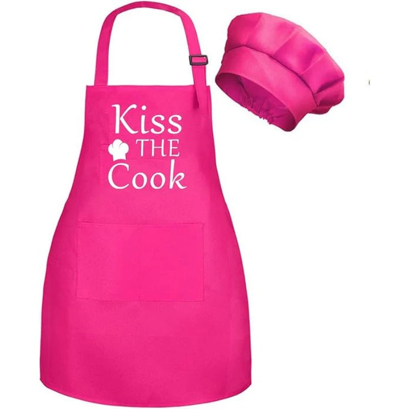 Sublimation Kids Apron with hat - Rose red