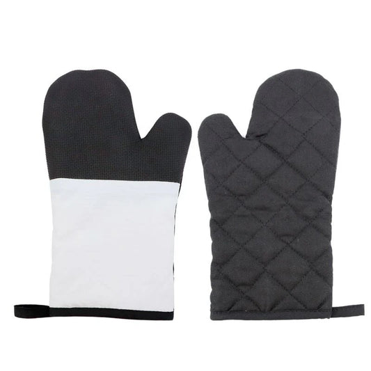 Sublimation Oven Mitts & Gloves ,Canvas Oven Glove with Rubber Patch-black,