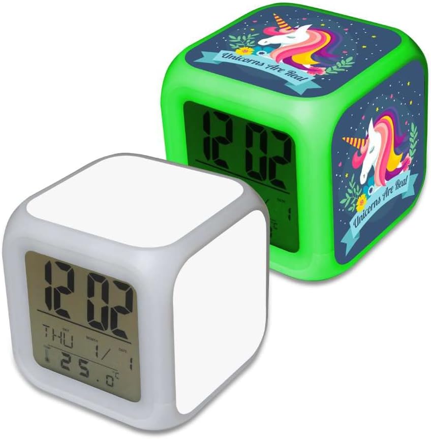 Sublimation Digital LED Alarm Clock - Light up colours