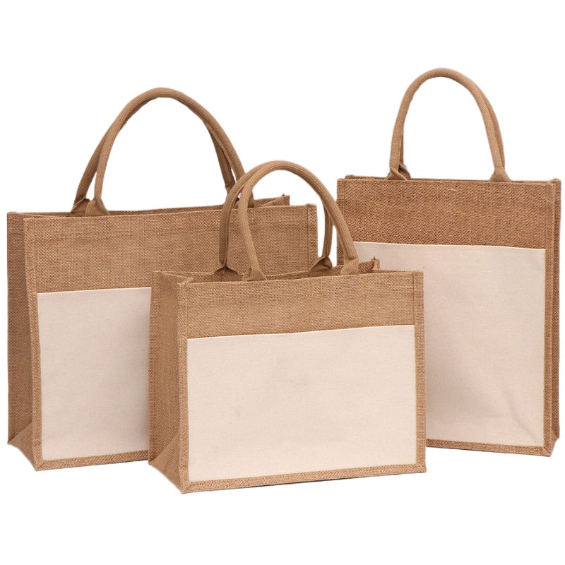 Sublimation Jute Tote Bag with pocket - 27*35*17cm