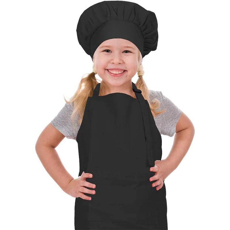 Sublimation Kids Apron with hat - Black