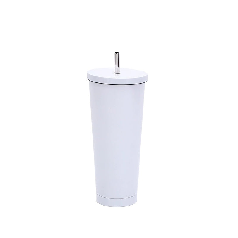 Sublimation Car Products,500ml Stainless Steel Rainbow Straw  Car Cup - White